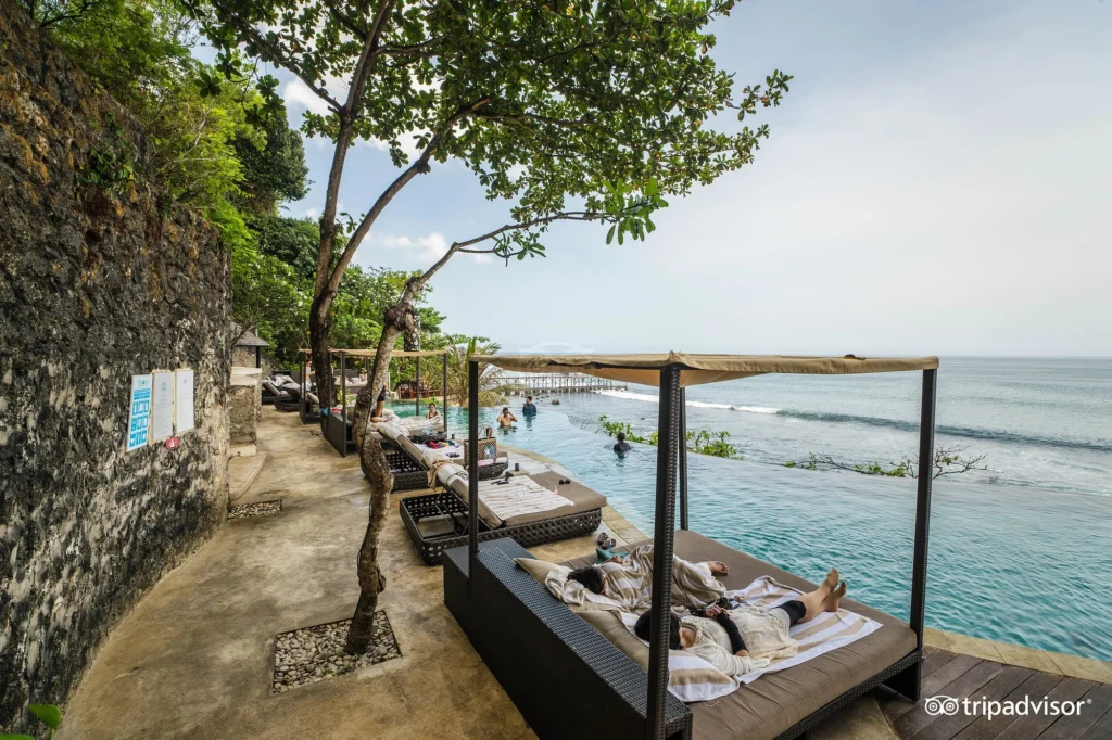 Ayana Resort and Spa Bali with panoramic ocean views and multi-tiered swimming pools.